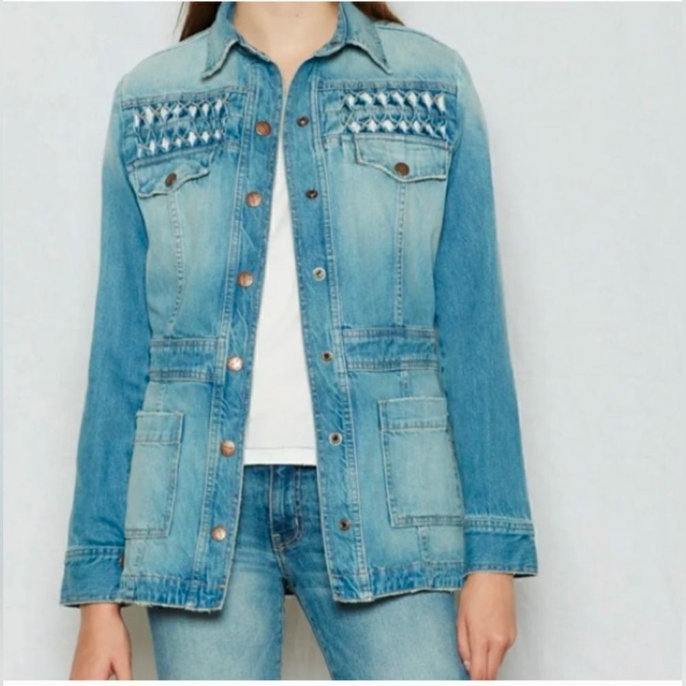 Current/Elliott Long Button Down Smocked The Fest… - image 4